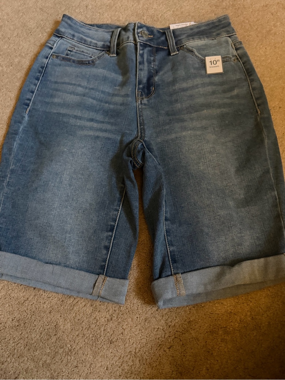 Time and Tru Light Blue Rolled Cuff Denim Bermuda Shorts